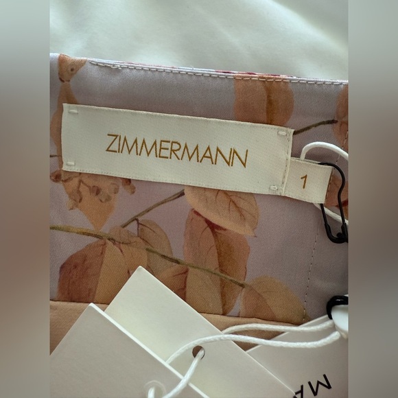 Zimmermann Botanica Silk Floral Midi Dress Pink Ruched NWT Size 1 (US 4) - Picture 12 of 12